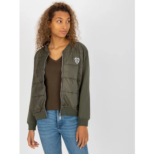 Fashion Hunters RUE PARIS khaki bomber sweatshirt with quilting