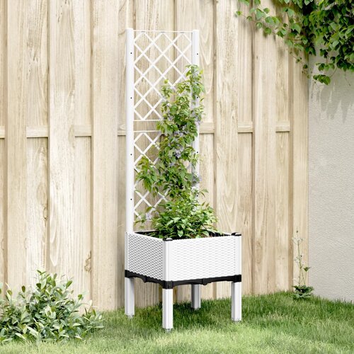  Vrtna sadilica s rešetkom bijela 40 x 40 x 142 cm PP Cene