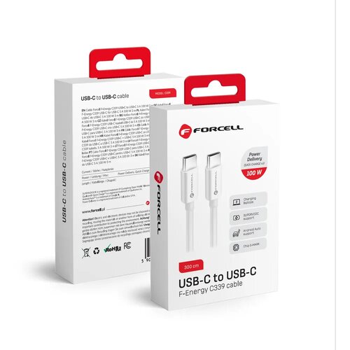 forcell kabel Type-C na Type-C QC4.0 5A/20V PD 100W C339 3m bel Cene