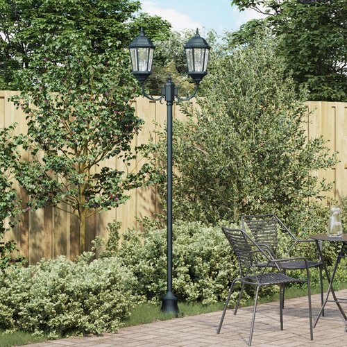 Lampa za vrt na postolju 2-lampe E27 Zelena 220 cm Aluminij Cijene