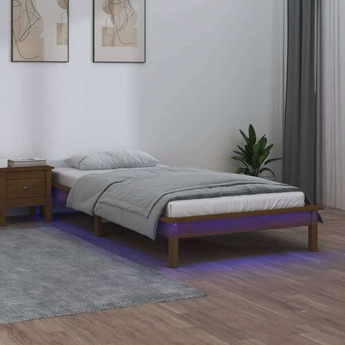  Posteljni okvir medeno rjav 75x190 cm trden les, (21073558) Slike