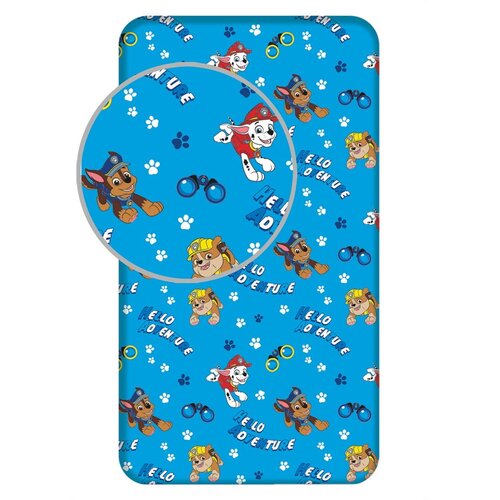 Jerry Fabrics Plava pamučna dječja plahta s gumom za krevet za jednu osobu 90x200 cm Paw Patrol – Cijene