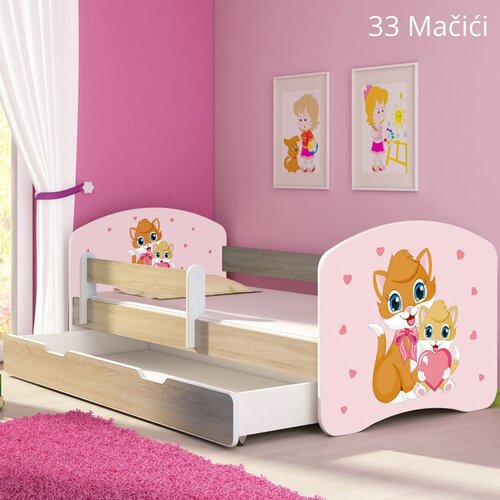 ACMA Dječji krevet s motivom, bočna sonoma + ladica 180x80 cm - 33 Cats Cijene