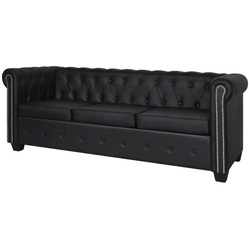 vidaXL Chesterfield Trosjed od Umjetne Kože Crni Cijene