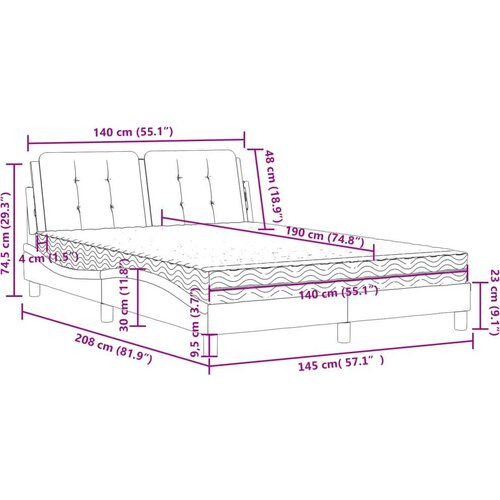 vidaXL Postelja z vzmetnico črna in bela 140x190 cm umetno usnje Cene