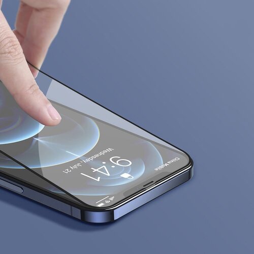 Baseus 2x 0,3 mm kaljeno steklo Anti-blue Light z okvirjem iPhone 12 Pro Max Slike