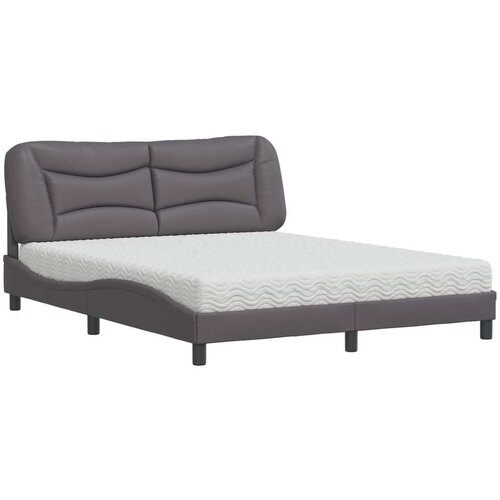  Krevet s madracem sivi 160 x 200 cm od umjetne kože Slike