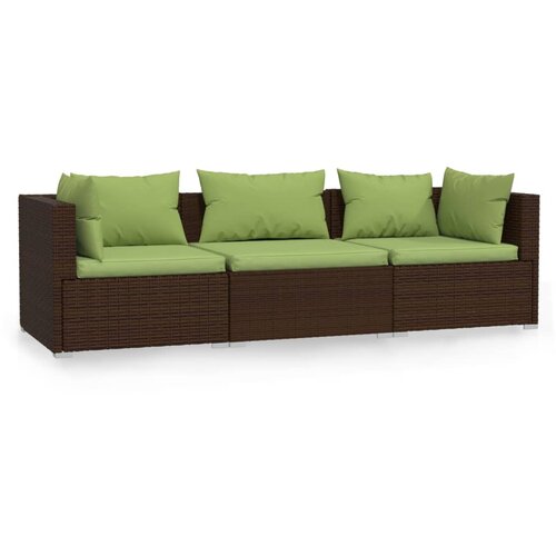 Maison Chic kavč - Sofa - Kanape trosed z blazinami rjav poli ratan, (21727045) Cene