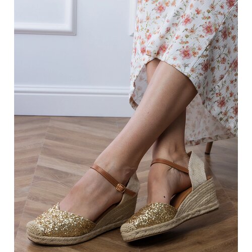 Gemre Golden glitter wedge sandals Saluni Cene