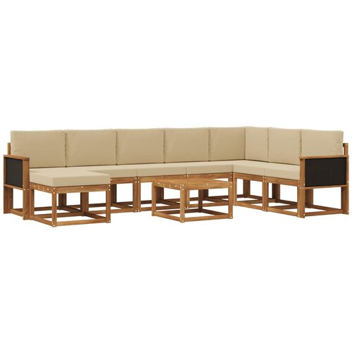 vidaXL Zunanja garnitura za sedenje z blazino 9 pcs Naravna in bež, (5000282138) Cene