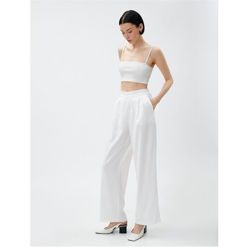 Koton Wide Leg Trousers with Pockets Elastic Waist Slike