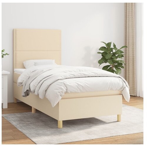  Box spring postelja z vzmetnico krem 90x190 cm blago Cene