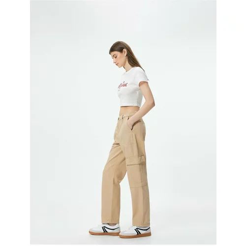 Koton Cargo Jeans Short Straight Leg Standard Waist Pocket Cotton - Eve Jean