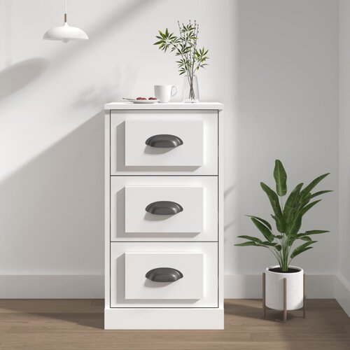 VidaXL Komoda bela 36x35,5x67,5 cm inženirski les Slike