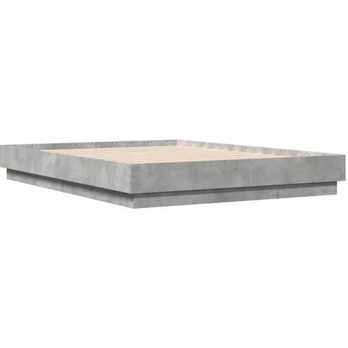 vidaXL Posteljni okvir betonsko siv 135x190 cm inženirski les, (21081647)