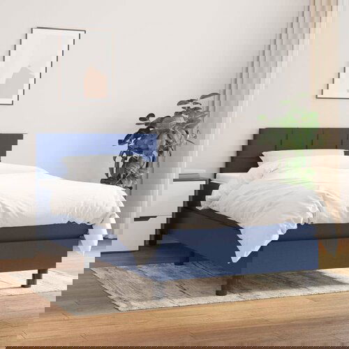 VidaXL Krevet s oprugama i madracem plavi 100 x 200 cm od tkanine Slike