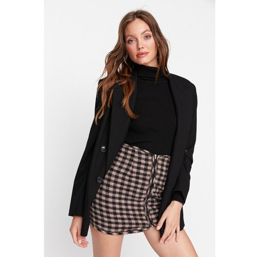Trendyol Beige Zipper Mini Skirt Slike