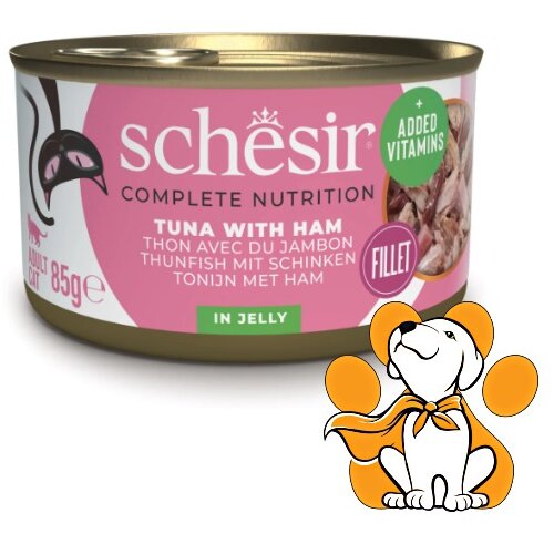 Schesir Cat Tuna & Ham in Jelly 85g, Vlažna Hrana Za Mačke Sa Tunom i Šunkom Cene