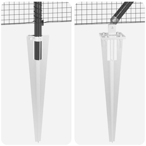 VidaXL Set stupova ograde Set od 2 Siva Metal 10 x 0.5 m Izdržljivo Slike