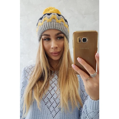 Kesi Women's cap Laila K283 dark gray+yellow Kesi Women's cap Laila K283 dark gray+yellow