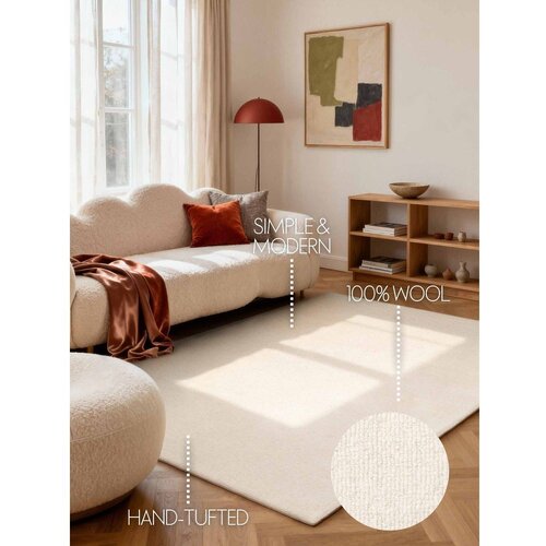 Elle Decoration Kremno bela ročno tkana volnena preproga 160x230 cm Puristic Knots &amp;ndash; Slike