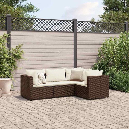  4-dijelna vrtna garnitura od poliratana s jastucima smeđa Cijene