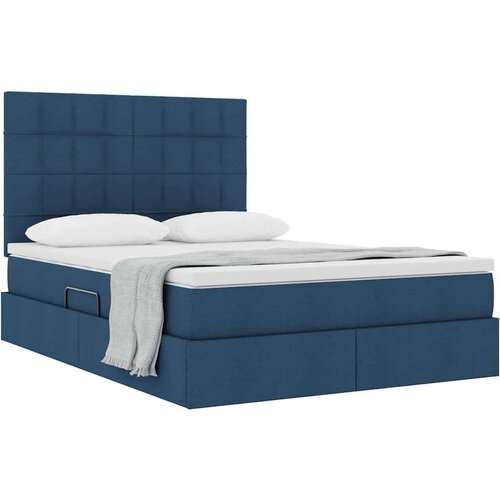  Krevet s od storage s madracem Plava 140 x 200 cm Lažna koža Slike