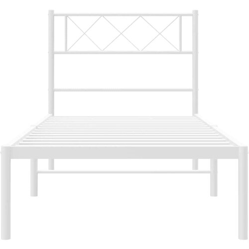  Metalni okvir za krevet s uzglavljem bijeli 100x190 cm Slike