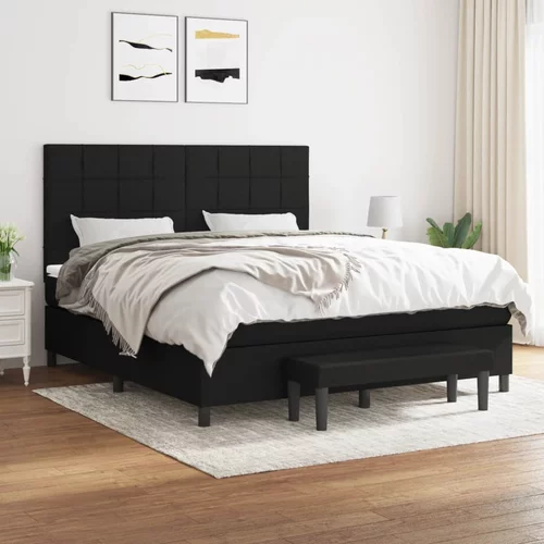 vidaXL Box spring postelja z vzmetnico črna 180x200 cm blago