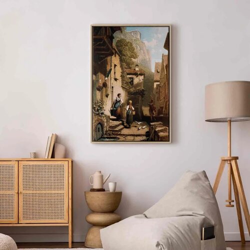  Slika - Carl Spitzweg &amp;ndash; Im Dachst&amp;uuml;bchen 40x60 U prirodnom drvenom okviru Slike