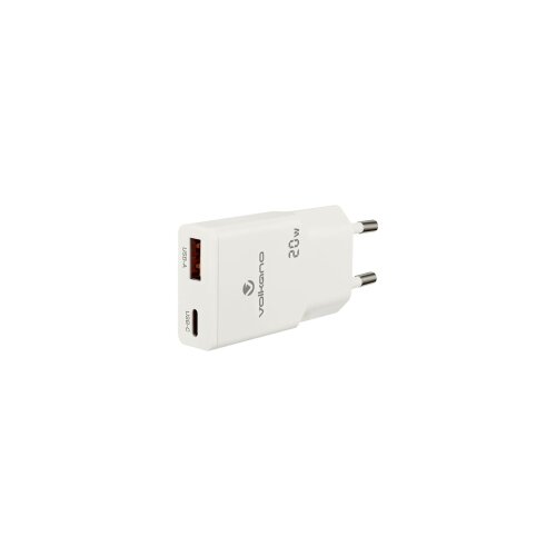  VOLKANO dual adapter 20W USB-A n USB-C Mighty Series Bijeli Cijene