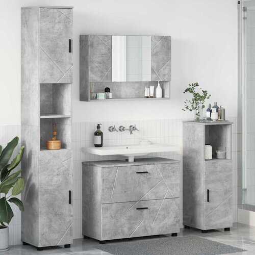vidaXL Set namještaja za kupaonicu 4 pcs Beton siva 30 x 35 x 192 cm Cene