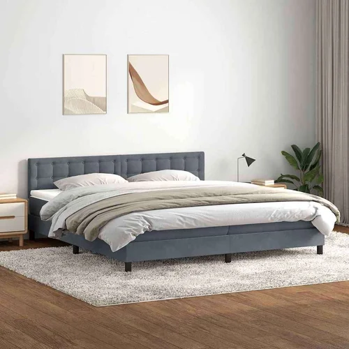 Box spring krevet s madracem tamnosivi 200x220 cm baršunasti