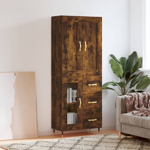 vidaXL Visoka komoda dimljen hrast 69,5x34x180 cm inženirski les Cene