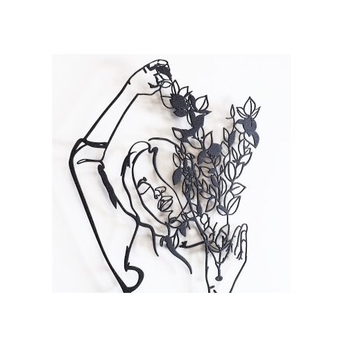 Wallxpert Zidna dekoracija Coffee Girl Line Art - APT744 L, 61 x 100 cm, Crna Slike