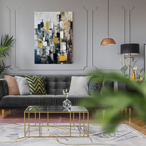 Styler Slika z ročno naslikanimi elementi 70x100 cm Cityscape &amp;ndash; Slike