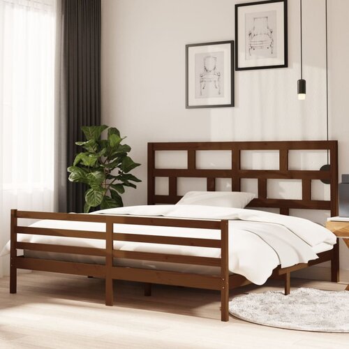 The Living Store Posteljni okvir medeno rjav iz borovine 200x200 cm - Posteljni Okvir, (21524080) Slike