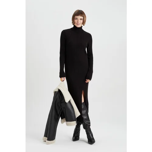 Defacto Fitted Turtleneck Long Sleeve Ribbed Dress