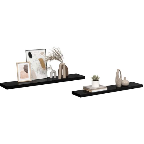  Plutajuće zidne police 2 kom sjajne crne 120x23,5x3,8 cm MDF Slike