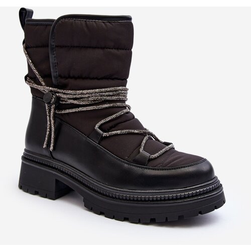 Boto Women's Snow Boots with Decorative Lacing Black Rilana Cijene