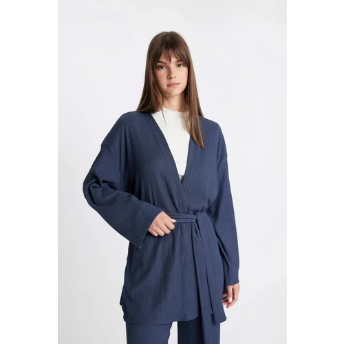 Defacto Relax Fit Shawl Collar Wrap Kimono