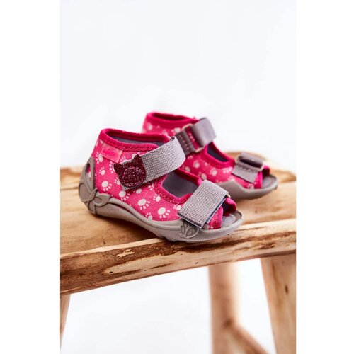 Kesi Sandals Slippers Befado Velcro Paws 242P108 Pink Slike