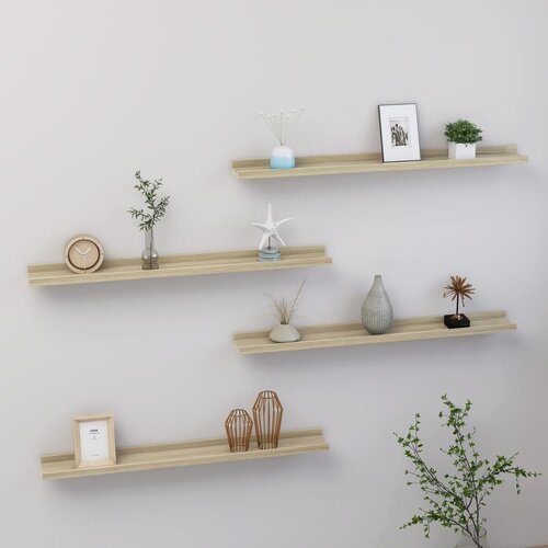 VidaXL Stenske police 4 kosi sonoma hrast 80x9x3 cm Slike