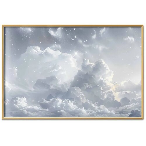  Plakat Astral Calm: Stars Scattered Over Delicate Clouds 90x60 Zlatni okvir Cijene