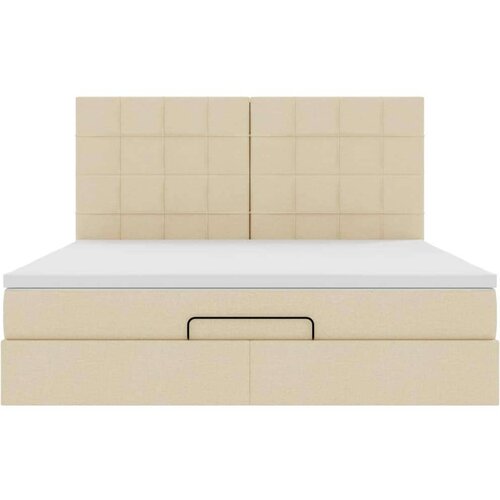VidaXL otomanski krevet s madracem krem 180x200cm od tkanine Slike