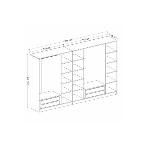Hanah home Ormar Kale 315x190x52cm Crni Slike