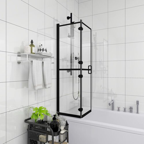 The Living Store Zložljiva tuš kabina ESG 80x140 cm črna - Zložljiva Tuš Kabina, (21750934) Cene