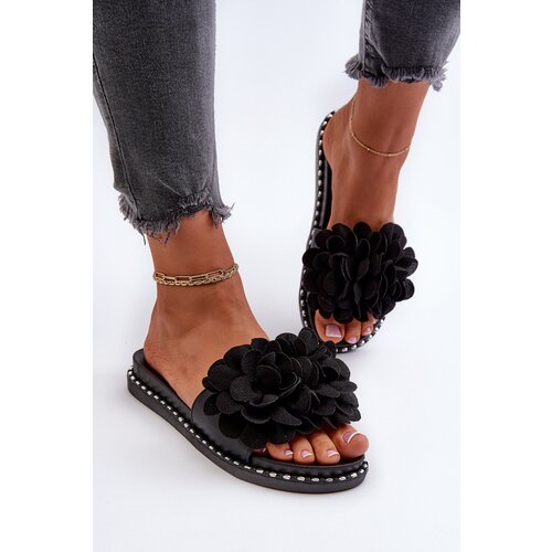 Boto FK1 Women&amp;#039;s Sandals Decorated with Flowers Black Cellanen Slike
