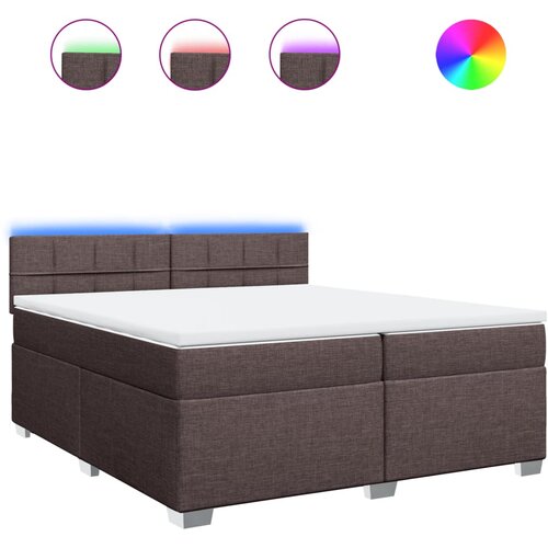 VidaXL Krevet s oprugama i madracem tamnosmeđi 200x200 cm od tkanine Slike