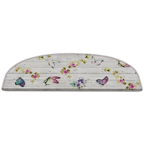 Vitaus Kremno beli komplet preprog za stopnice 16 ks 20x65 cm Butterfly Life – Cene